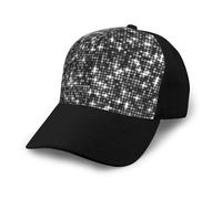 Poadnly Lentejuelas Plateadas Negras con patrón Elegante y Brillante,Gorra de béisbol clásica Ajustable, Gorra de papá, Gorra de Camionero Unisex.