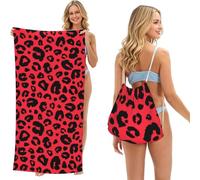 Poadnly Leopardo León Tigre Animal Pri, Bolsa con Toalla Plegable 2 en 1, Toallas de Playa con Mochila de cordón para Viajes, Vacaciones y Acampada