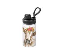 Poadnly Linda vaca de acuarela,Botella de agua aislada de 12 oz, taza de café de acero inoxidable, termo al vacío, botella de agua