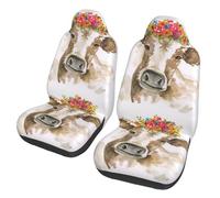 Poadnly Linda Vaca de Acuarela,Funda para Asiento de Coche Protectores para Asientos Delanteros de Coche, 2 Unidades
