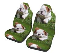Poadnly Lindo Cachorro de Bulldog,Funda para Asiento de Coche Protectores para Asientos Delanteros de Coche, 2 Unidades