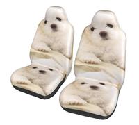 Poadnly Lindo Cachorro maltés,Funda para Asiento de Coche Protectores para Asientos Delanteros de Coche, 2 Unidades