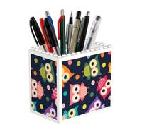 Poadnly Lindo estampado de búho con lunares, Portalápices para oficina, hogar y escuela, organizador de escritorio compacto para material de oficina.