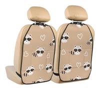 Poadnly Lindo estampado de mapache,Paquete de 2 alfombrillas protectoras para asiento trasero de coche, organizador duradero para asiento trasero.