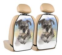 Poadnly Lindo estampado de mini schnauzer,Paquete de 2 alfombrillas protectoras para asiento trasero de coche, organizador duradero para asiento trasero.