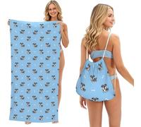 Poadnly Lindo patrón de Perro Schnauzer, Bolsa con Toalla Plegable 2 en 1, Toallas de Playa con Mochila de cordón para Viajes, Vacaciones y Acampada