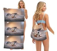 Poadnly Lindo Perrito Jack Russell Terrier, Bolsa con Toalla Plegable 2 en 1, Toallas de Playa con Mochila de cordón para Viajes, Vacaciones y Acampada