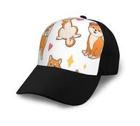 Poadnly Lindo Shiba Inu y Divertido patrón de Perro,Gorra de béisbol clásica Ajustable, Gorra de papá, Gorra de Camionero Unisex.