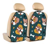 Poadnly Lindos huesos de perro, patas de cachorro y corazones de amor coloridos,Paquete de 2 alfombrillas protectoras para asiento trasero de coche, organizador duradero para asiento trasero.