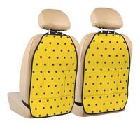 Poadnly Lunares negros sobre fondo amarillo,Paquete de 2 alfombrillas protectoras para asiento trasero de coche, organizador duradero para asiento trasero.