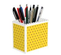 Poadnly Lunares negros sobre fondo amarillo, Portalápices para oficina, hogar y escuela, organizador de escritorio compacto para material de oficina.