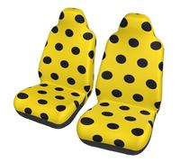 Poadnly Lunares Negros y Amarillos,Funda para Asiento de Coche Protectores para Asientos Delanteros de Coche, 2 Unidades