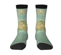 Poadnly Mandala celta en verde salvia suave y dorado,Calcetines de compresión deportivos unisex Medias para adultos.