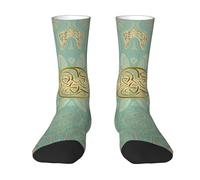 Poadnly Mandala celta en verde salvia suave y dorado,Calcetines de compresión deportivos unisex Medias para adultos.