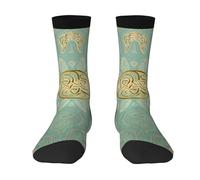 Poadnly Mandala celta en verde salvia suave y dorado,Calcetines de compresión deportivos unisex Medias para adultos.