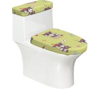 Poadnly Mapache Kawaii Lindo,Juego de 2 Tapas Reutilizables para Inodoro, Resistentes al Polvo y a Las Salpicaduras, Ideales para el baño.
