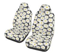 Poadnly Margarita Blanca y Negra,Funda para Asiento de Coche Protectores para Asientos Delanteros de Coche, 2 Unidades