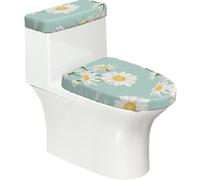Poadnly Margarita exuberante Flor Floral,Juego de 2 Tapas Reutilizables para Inodoro, Resistentes al Polvo y a Las Salpicaduras, Ideales para el baño.
