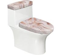 Poadnly Mármol líquido Abstracto con Textura de Salpicaduras de Purpurina Oro Rosa,Juego de 2 Tapas Reutilizables para Inodoro, Resistentes al Polvo y a Las Salpicaduras, Ideales para el baño.