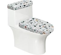 Poadnly Mármol terrazo Pastel,Juego de 2 Tapas Reutilizables para Inodoro, Resistentes al Polvo y a Las Salpicaduras, Ideales para el baño.