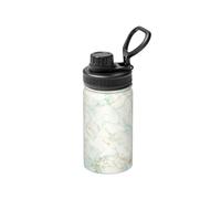Poadnly Mármol verde menta blanco, dorado y gris glamuroso,Botella de agua aislada de 12 oz, taza de café de acero inoxidable, termo al vacío, botella de agua