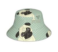 Poadnly Me encantan los carlinos,Sombrero Tipo Pescador para Adultos, Sombrero de Sol Reflectante para Correr de Noche, Gorra de Pescador