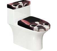 Poadnly Naturaleza del Boston Terrier,Juego de 2 Tapas Reutilizables para Inodoro, Resistentes al Polvo y a Las Salpicaduras, Ideales para el baño.