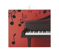 Poadnly Nota Musical de Piano Impresa,Alfombrillas absorbentes para secar Platos, para encimera de Cocina, 41 x 46 cm