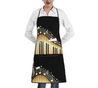 Poadnly Nota musical de piano impresa,Delantales de cocina con bolsillos, delantal de chef ajustable e impermeable.