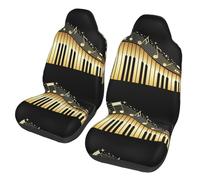 Poadnly Nota Musical de Piano Impresa,Funda para Asiento de Coche Protectores para Asientos Delanteros de Coche, 2 Unidades