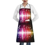 Poadnly Nota musical impresa,Delantales de cocina con bolsillos, delantal de chef ajustable e impermeable.