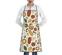 Poadnly Nueces y semillas estilo doodle,Delantales de cocina con bolsillos, delantal de chef ajustable e impermeable.