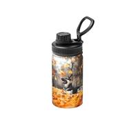 Poadnly Pastor alemán y hojas que caen,Botella de agua aislada de 12 oz, taza de café de acero inoxidable, termo al vacío, botella de agua