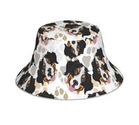 Poadnly Patas de Perro de montaña bernés,Sombrero Tipo Pescador para Adultos, Sombrero de Sol Reflectante para Correr de Noche, Gorra de Pescador