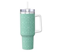 Poadnly Patrón Art Déco sin costuras,Vaso Ice Bully de 40 oz con asa, tapa, pajita, de acero inoxidable, taza de café para coche.