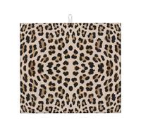 Poadnly Patrón de Estampado de Leopardo,Alfombrillas absorbentes para secar Platos, para encimera de Cocina, 41 x 46 cm