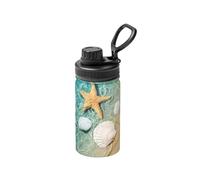 Poadnly Patrón de estrella de mar y concha marina,Botella de agua aislada de 12 oz, taza de café de acero inoxidable, termo al vacío, botella de agua