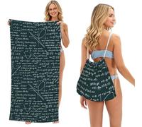 Poadnly Patrón de fórmulas matemáticas escritas a Mano, Bolsa con Toalla Plegable 2 en 1, Toallas de Playa con Mochila de cordón para Viajes, Vacaciones y Acampada