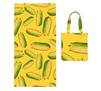 Poadnly Patrón de mazorcas de maíz Frescas y maduras, Toalla Plegable 2 en 1, Toallas de Playa con Bolsa de Transporte para Viajes, Vacaciones y Camping.