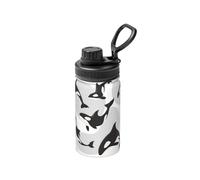 Poadnly Patrón de orca Patrón de pez,Botella de agua aislada de 12 oz, taza de café de acero inoxidable, termo al vacío, botella de agua