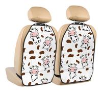 Poadnly Patrón de vaca linda,Paquete de 2 alfombrillas protectoras para asiento trasero de coche, organizador duradero para asiento trasero.