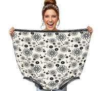 Poadnly Patrón geométrico de Flores Negras,Ropa Interior Grande para mamá, Ropa Interior novedosa de Gran tamaño, Bragas de Abuela, Regalos de Broma
