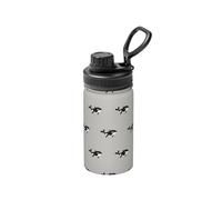 Poadnly Patrón sin costuras de orca estilo caricatura,Botella de agua aislada de 12 oz, taza de café de acero inoxidable, termo al vacío, botella de agua