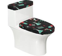 Poadnly Patrones de la química Verde y la Ciencia,Juego de 2 Tapas Reutilizables para Inodoro, Resistentes al Polvo y a Las Salpicaduras, Ideales para el baño.
