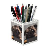 Poadnly Perro carlino gracioso y codicioso, Portalápices para oficina, hogar y escuela, organizador de escritorio compacto para material de oficina.