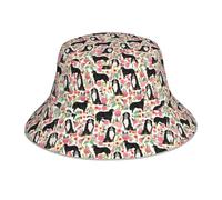 Poadnly Perro de montaña bernés con Estampado Floral de Estilo Vintage,Sombrero Tipo Pescador para Adultos, Sombrero de Sol Reflectante para Correr de Noche, Gorra de Pescador