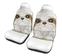 Poadnly Perro Shih Tzu Moe Lindo,Funda para Asiento de Coche Protectores para Asientos Delanteros de Coche, 2 Unidades