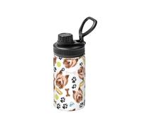Poadnly Perro sonriente Yorkshire Terrier,Botella de agua aislada de 12 oz, taza de café de acero inoxidable, termo al vacío, botella de agua