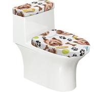 Poadnly Perro Sonriente Yorkshire Terrier,Juego de 2 Tapas Reutilizables para Inodoro, Resistentes al Polvo y a Las Salpicaduras, Ideales para el baño.
