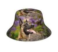 Poadnly Perros de compañía Pastor Belga Malinois,Sombrero Tipo Pescador para Adultos, Sombrero de Sol Reflectante para Correr de Noche, Gorra de Pescador